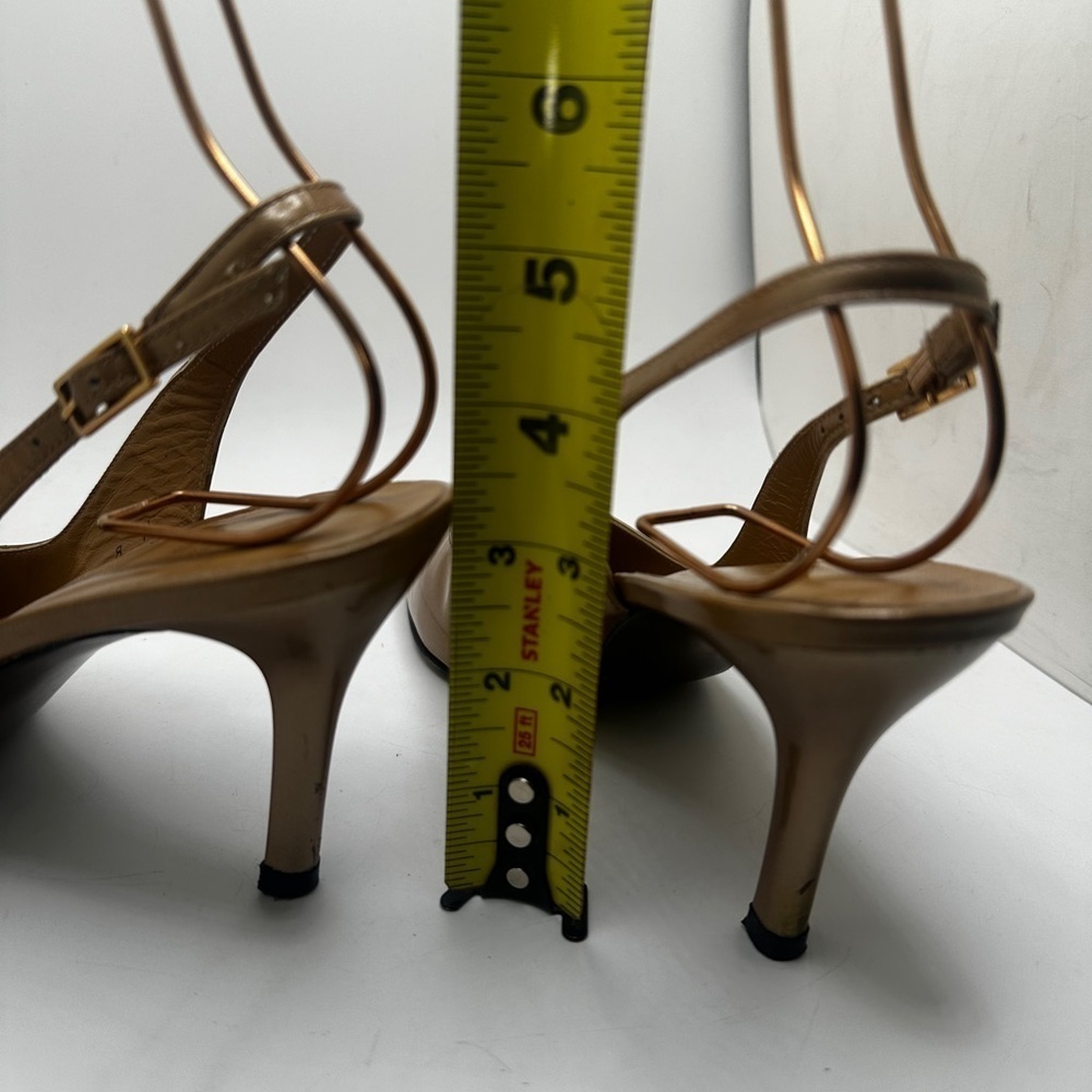 Vintage GOLD STUART 75 SLINGBACK PUMP pointed toe heel size 8 🌶️🔥💛🪙 - Picture 5 of 12